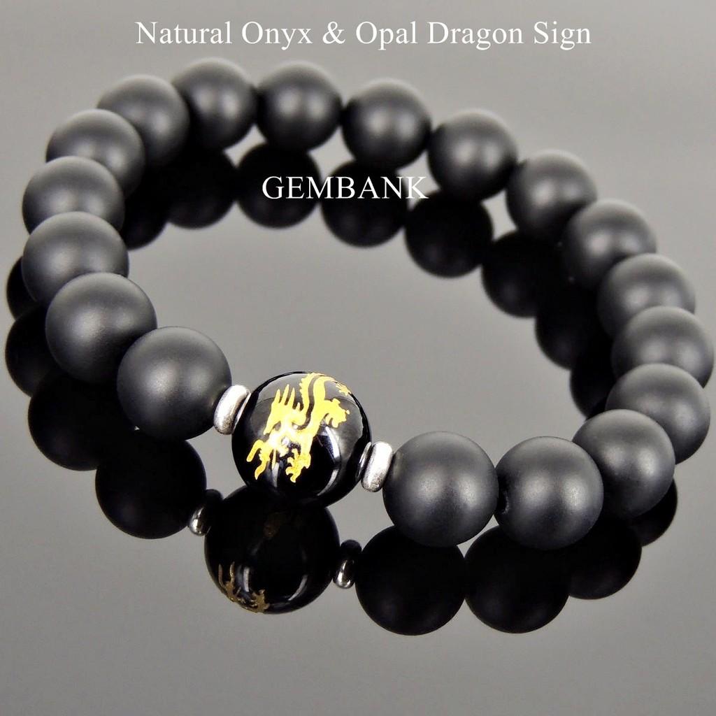 Vòng Tay Quý Ông Đá Onyx Opal Trạm Rồng Tự Nhiên