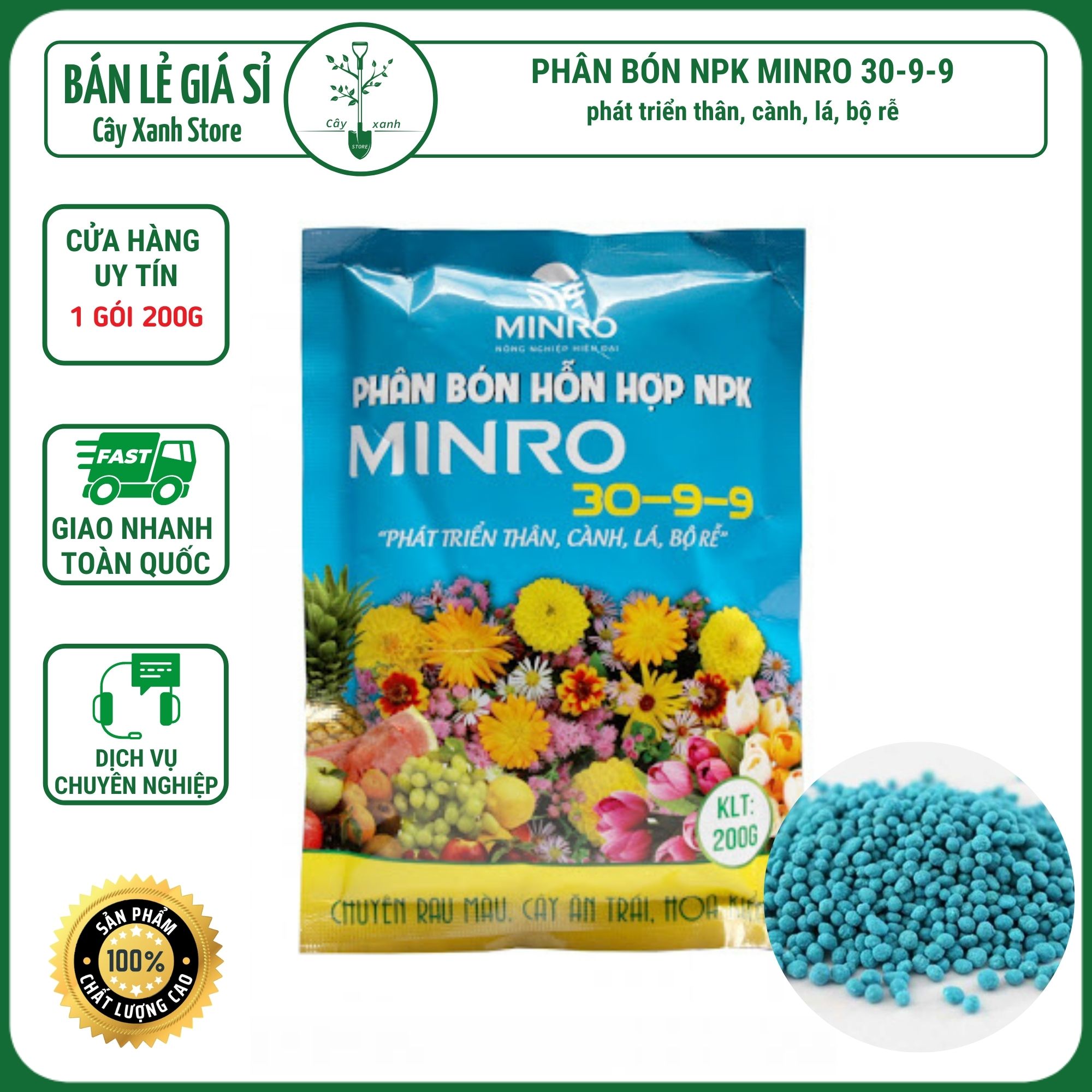 PHÂN BÓN NPK BỔ SUNG VI LƯỢNG MINRO 30-9-9 +TE