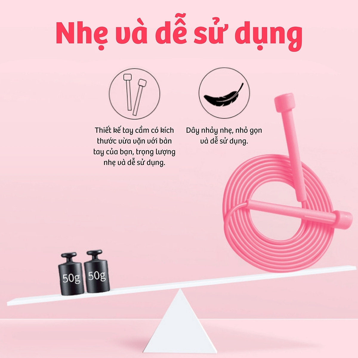 [Loại Tốt – Lõi Thép] Dây nhảy thể dục JR200 có thể điều chỉnh dây, Dây nhảy lõi thép, không bị rối dùng để tập thể dục độ dài 2.9m, hỗ trợ giảm cân