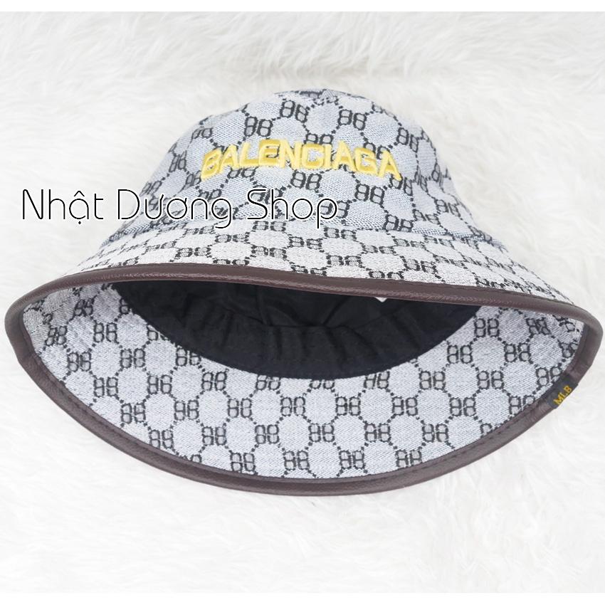 Mũ bucket vành tròn nón tai bèo cụp thêu chữ vải cotton dệt có may tem phía trong, vành nón có viên da phù hợp cho nữ.