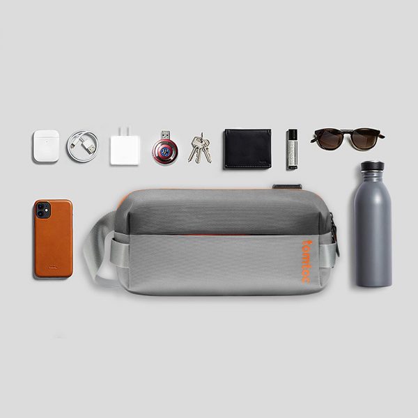 TÚI ĐEO CHÉO TOMTOC LIGHTWEIGHT CODURA SLING BAG GRAY - HÀNG CHÍNH HÃNG