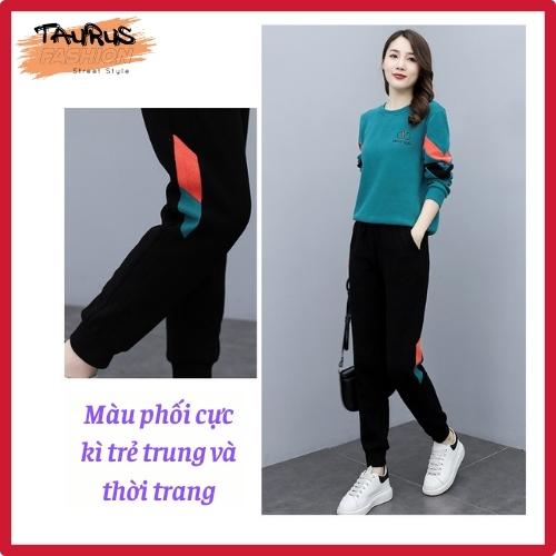 Bộ Thể Thao Tay Dài Nữ, Thun Cotton TAURUS FASHION, Áo Bo Gấu Giấu bụng, Che Khuyết Điểm, Tôn Dáng.