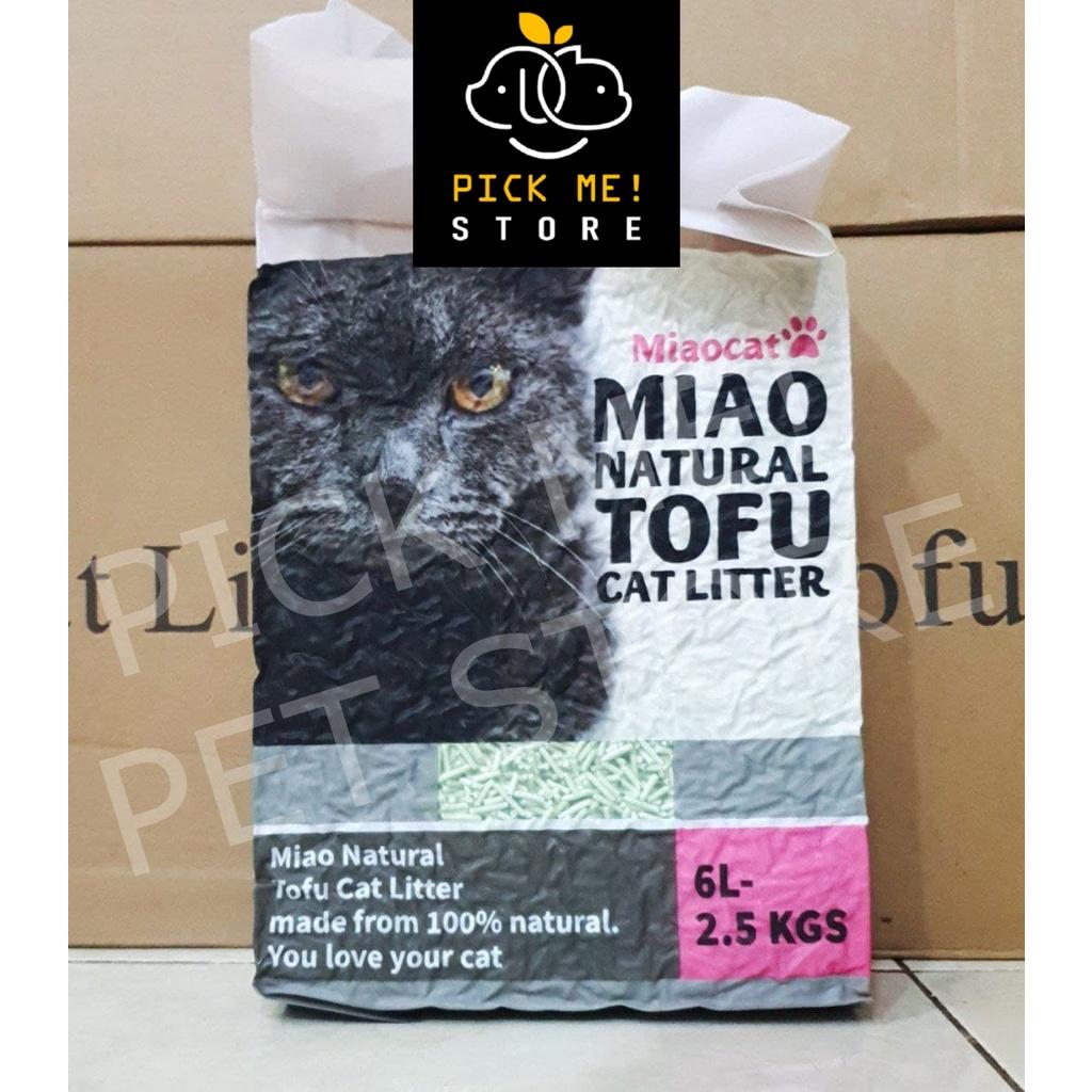 Cát vệ sinh đậu nành hữu cơ MIAO NATURAL TOFU 6L - siêu khử mùi, ít bụi. Có thể xả bồn cầu (Miaocat)