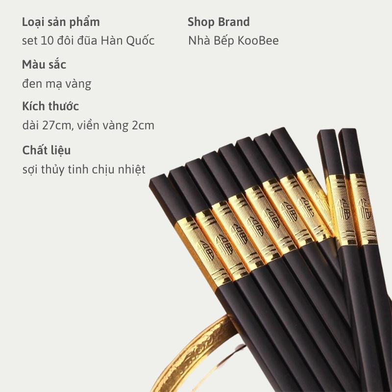 Bộ 10 đôi đũa hợp kim chịu nhiệt cao cấp - Đũa chống mốc kháng khuẩn đầu nhám chống trơn trượt
