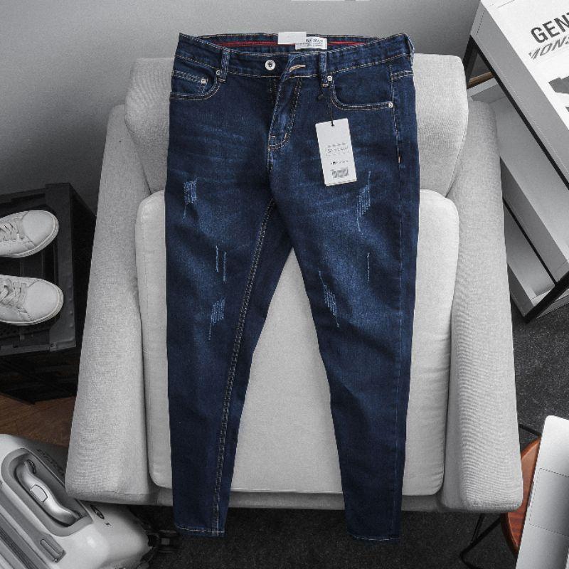 Quần jean nam slimfit xuất xịn co giãn ống ôm nhẹ 3 màu trơn