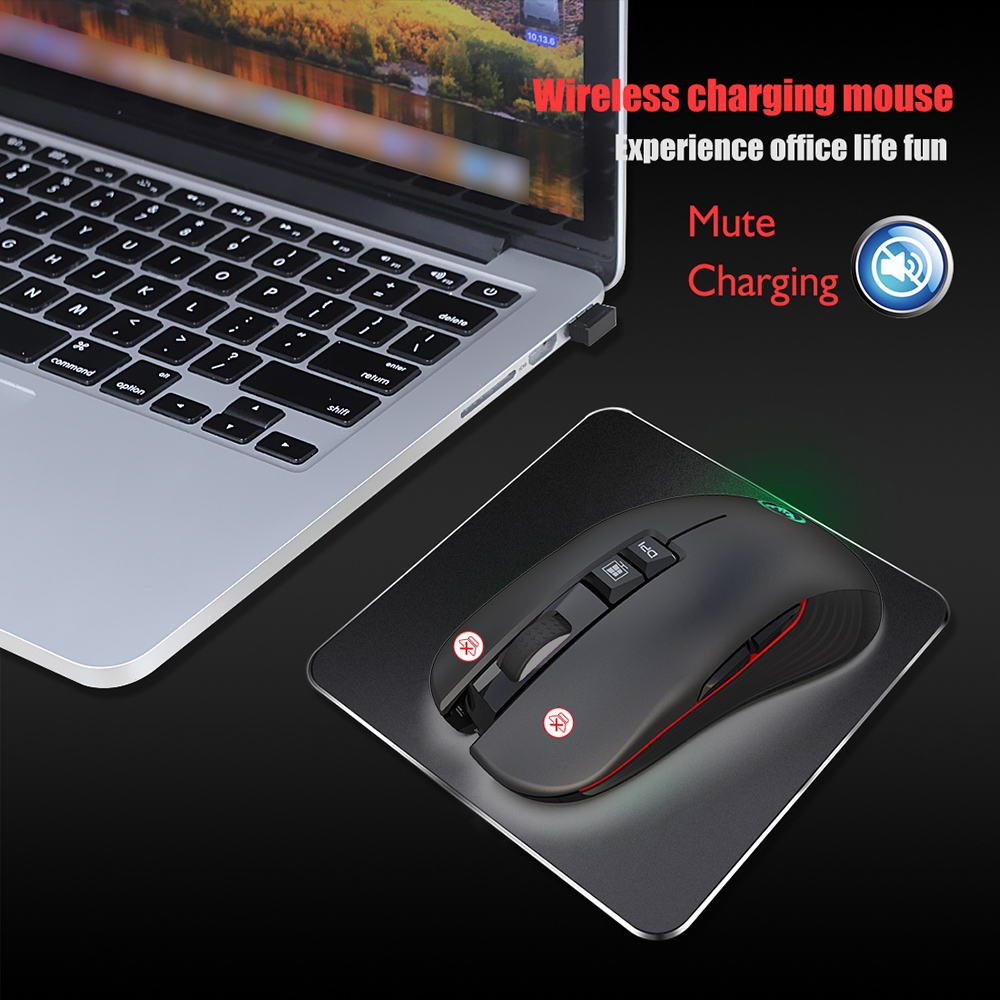 HXSJ T30 Chuột quang không dây 2.4GHz Chuột chơi game im lặng có thể sạc lại Chuột công thái học 3600DPI