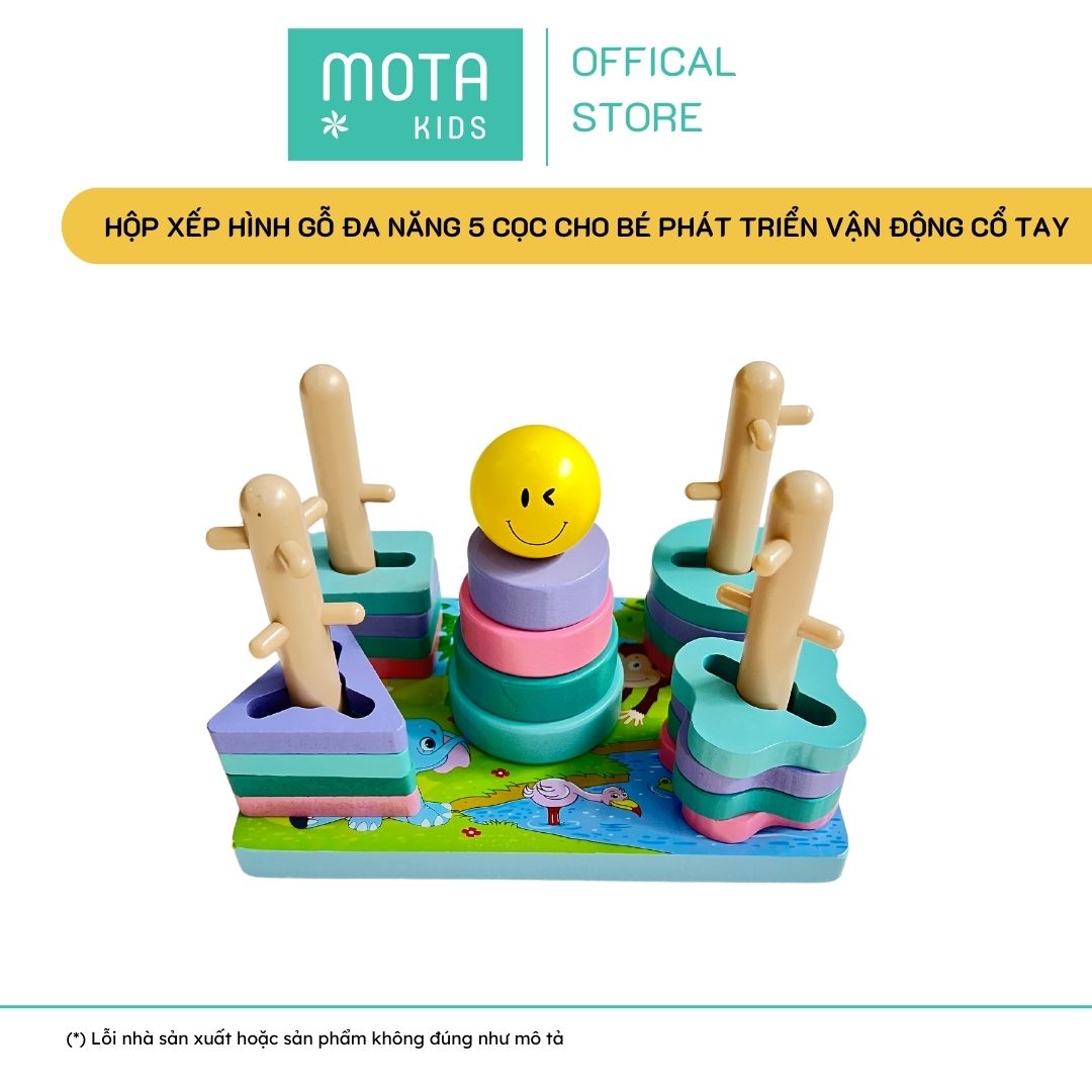 [M2490-2 - Mota Montessori] Đồ chơi cho bé Bộ phát triển vận động cổ tay xếp hình gỗ - Hàng chính hãng