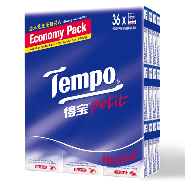 Khăn Giấy Bỏ Túi Petit Neutral Tempo (Lốc 36)