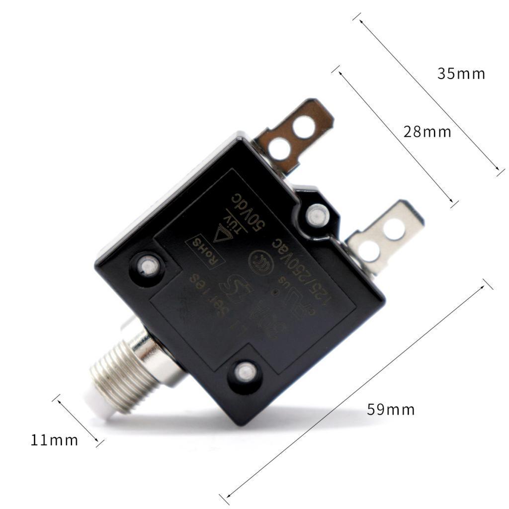 4 Pieces 125/250V 50V DC Circuit Breaker Resettable Overload Switch Fuse
