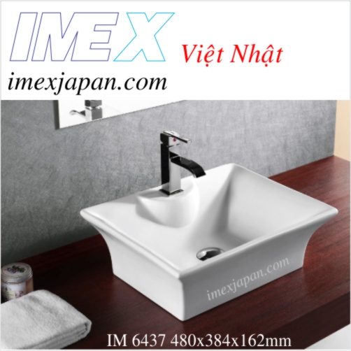 Lavabo để bàn men sứ phủ nano chống bám bẩn IMEX IM 6437