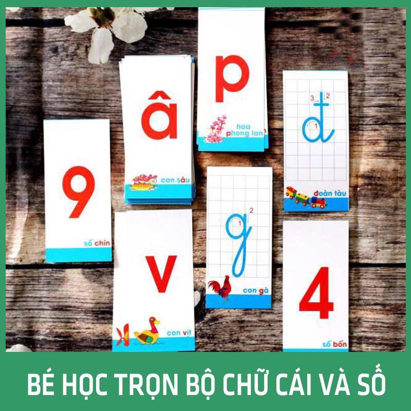 Thẻ Học Cho Bé - Bộ 45 Thẻ Nhận Biết Chữ Và Số Đếm