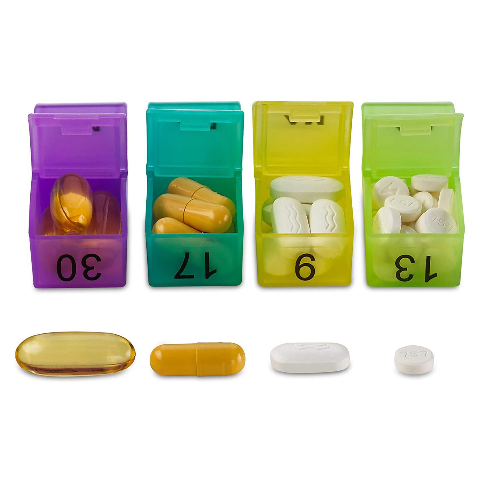 2xRainbow Monthly Pill Organizer 32 Compartments Dispenser Box Container