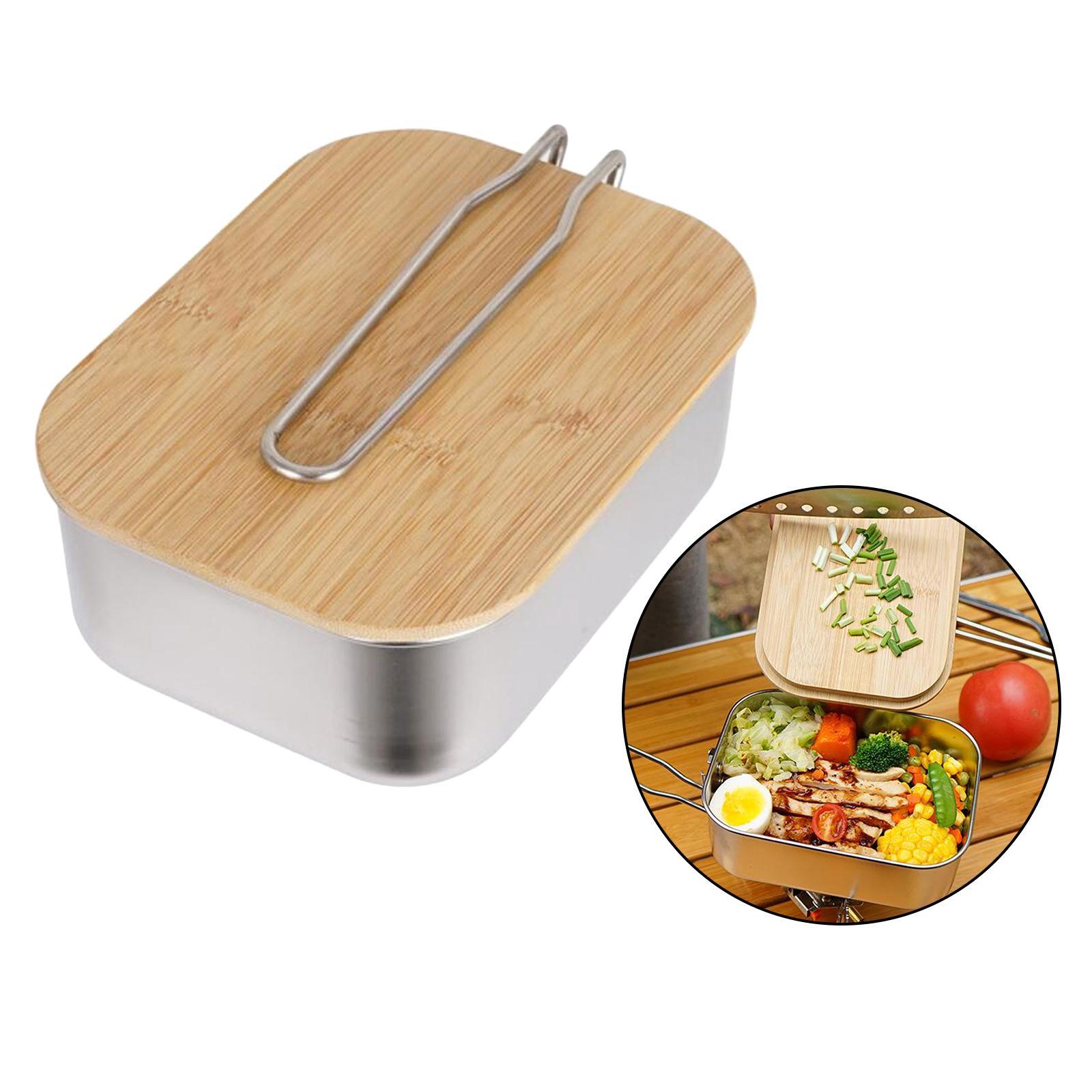 Bento Box Bamboo Lids Bento Box Lunch Box for Adults Kids, Leak-Proof Stainless Steel Bento Box Easy Wash for Outdoor Camping Travel