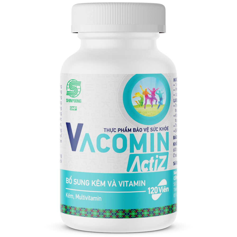 Thực Phẩm Bảo Vệ Sức Khỏe bổ sung vitamin tổng hợp, vitamin nhóm B, E, C và Kẽm hữu cơ Shinpoong Vacomin ActiZ - Hộp 120 viên