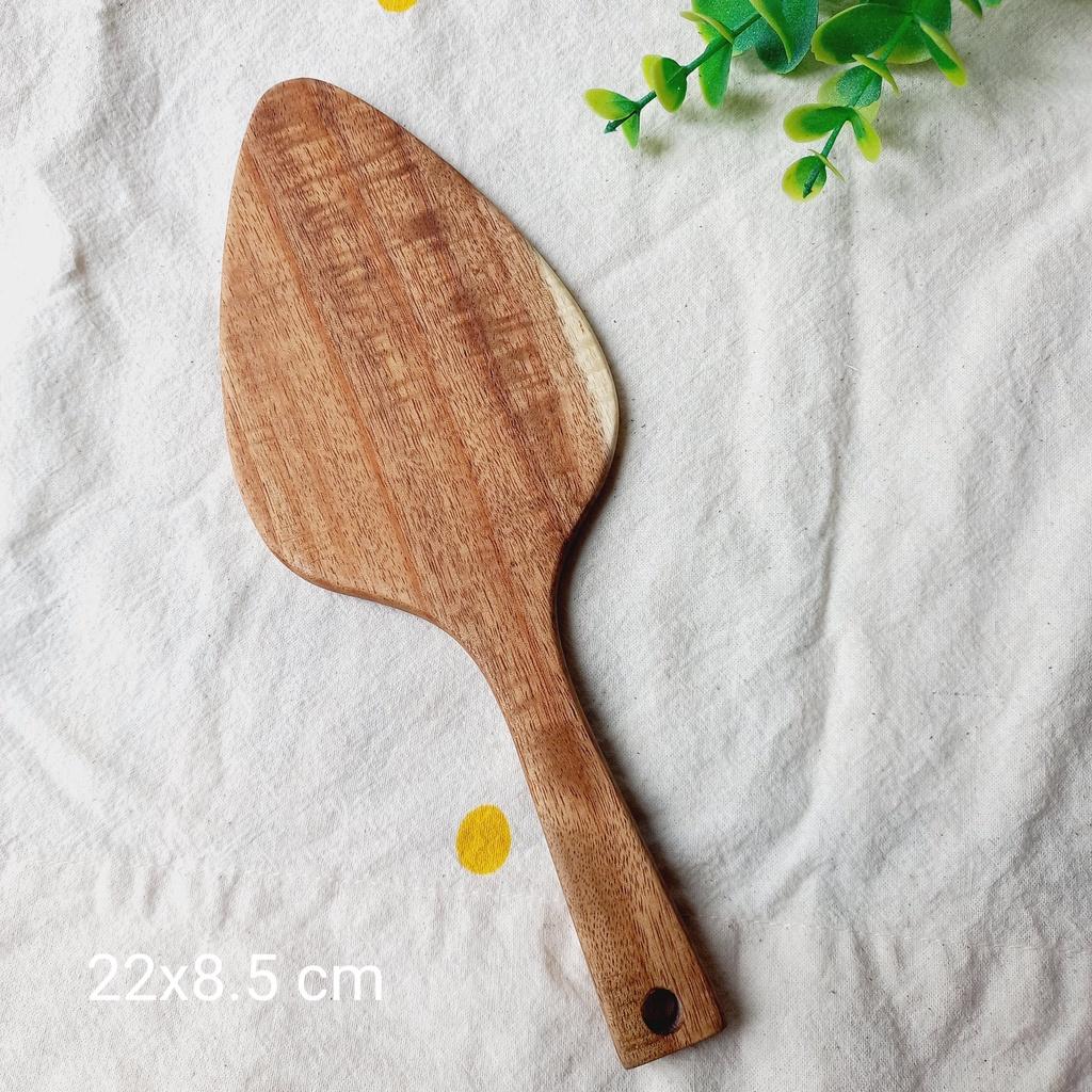 Thìa/Xẻng Gỗ Keo Tự Nhiên 22cm, Thìa Xúc Bánh Kem, Dụng Cụ Làm Bánh