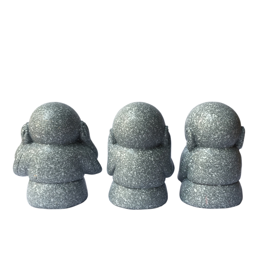 Tượng đá trang trí phong thủy tượng đá bộ ba ông Phúc Lộc Thọ - Chiều cao 14cm - Màu nhũ đồng