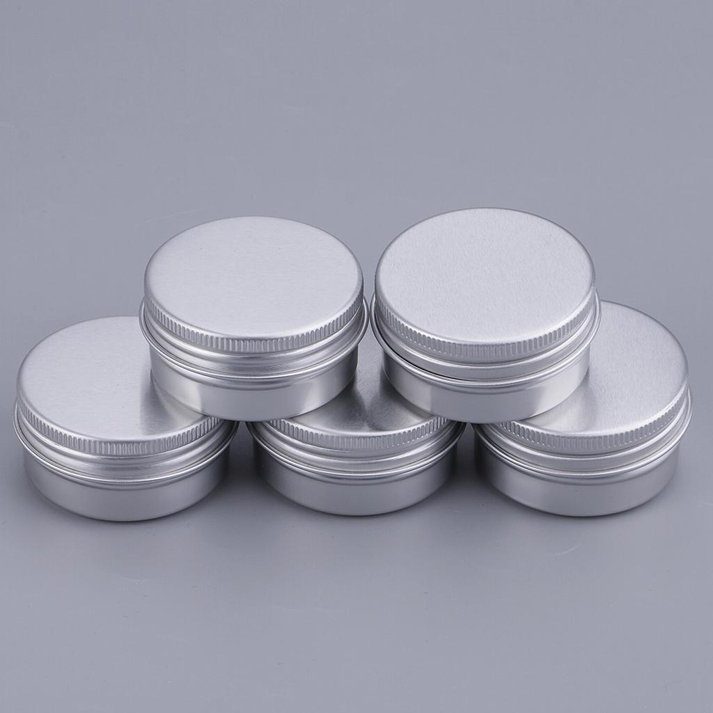 5 Pieces Aluminum Cosmetic Pot Lip Balm Jar Containers Oil Wax Empty