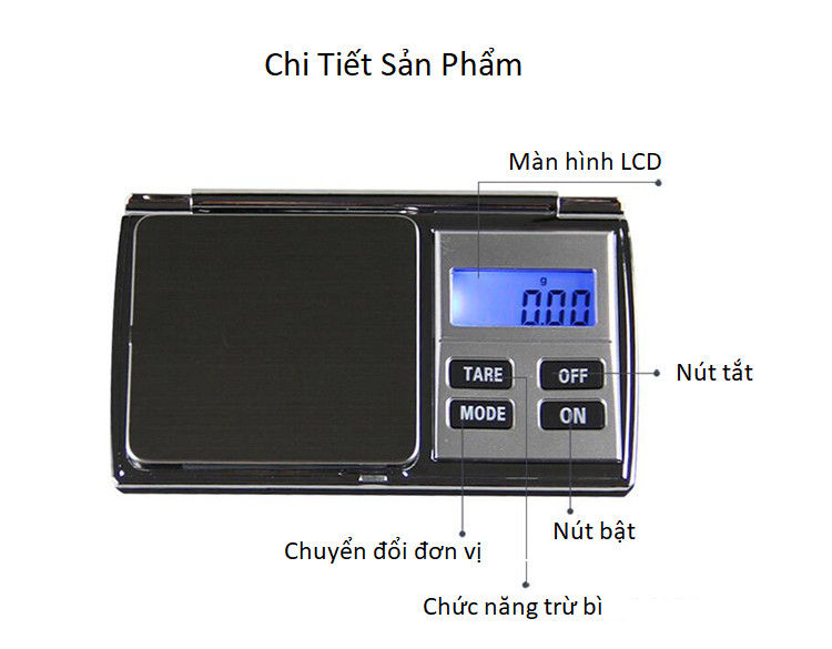 Cân tiểu ly điện tử nhà bếp DH-C01 dùng để làm bánh, cân thực phẩm ( Tải trọng 200g, 500g, 1kg độ chính xác cao - Tặng kèm pin ) - 500g/0.01g