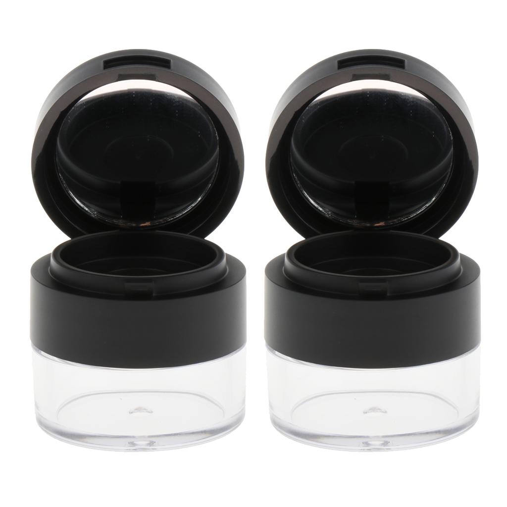 2x Empty Loose Powder Jar Refillable Cosmetic Container Travel Container
