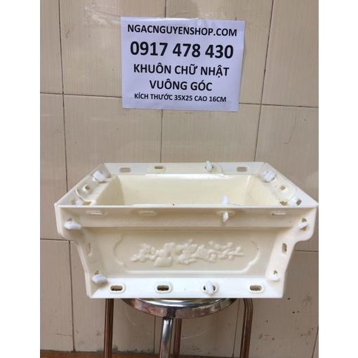 Khuôn Đổ Chậu Chữ Nhật Dài 35cm Cao 25cm Vuông Góc