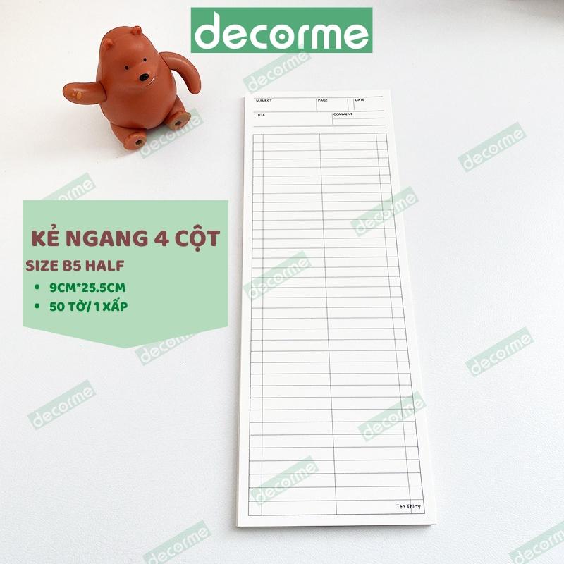 Giấy note B5 học từ vựng DecorMe giấy note ghi chú planner basic blue 30 tờ phong cách Hàn Quốc tiện dụng NWORD