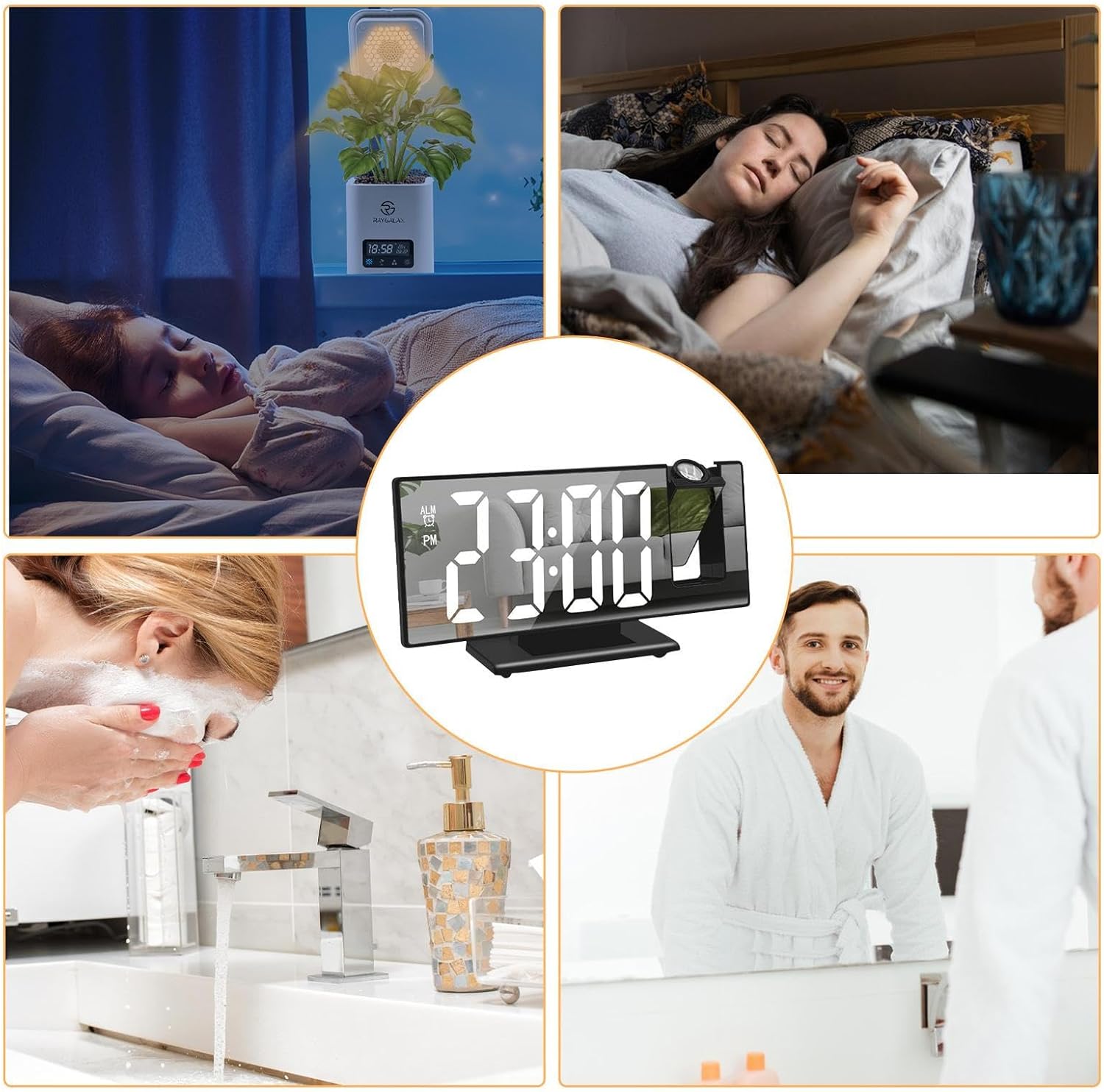 Đồng Hồ Led Chiếu Giờ Lên Trần Nhiều Màu Có Báo Thức Và Hiển Thị Nhiệt Độ.