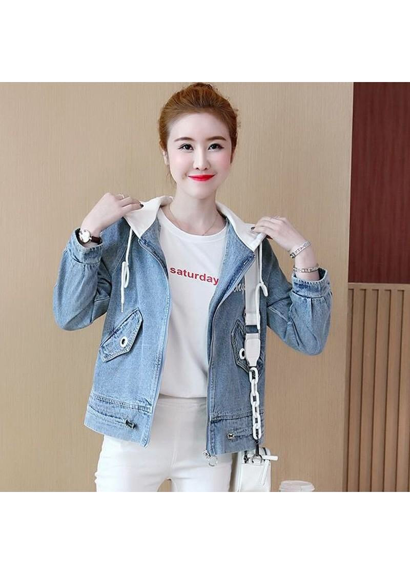 ÁO KHOÁC JEAN PHỐI NÓN IN CHỮ