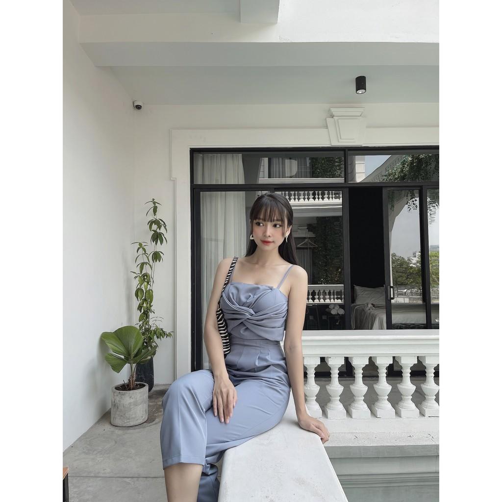 Jumpsuit đồ bay chéo nơ ngực, form chuẩn sang trọng