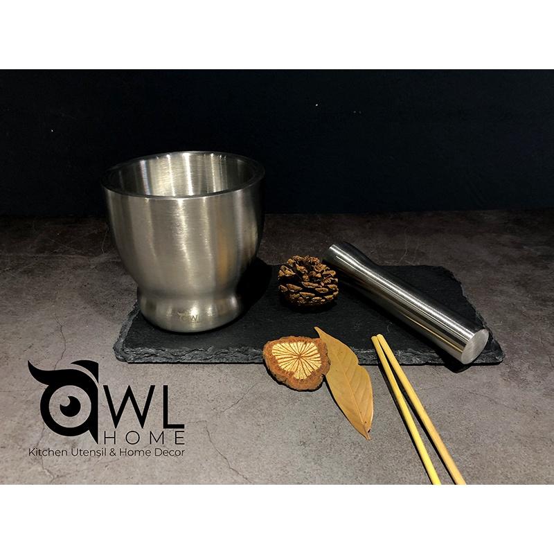 Bộ cối, chày Inox nghiền gia vị 304 nguyên khối, có nắp, siêu bền - Phong các