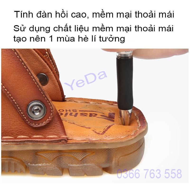 Giày Sandal công sở da bò thật giản dị đế mềm êm thoáng khí kiểu dáng Hàn Quốc