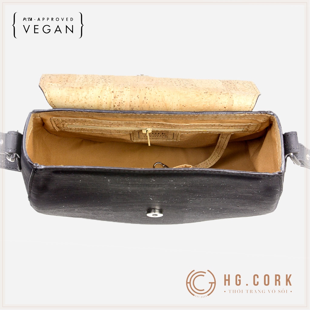 Túi Đeo Chéo Nữ Cao Cấp - SADDLE BAG - HGcork Corkor CK246 - Vật liệu da cork thực vật thuần chay - Sản phẩm Handmade, Sản xuất tại Bồ Đào Nha