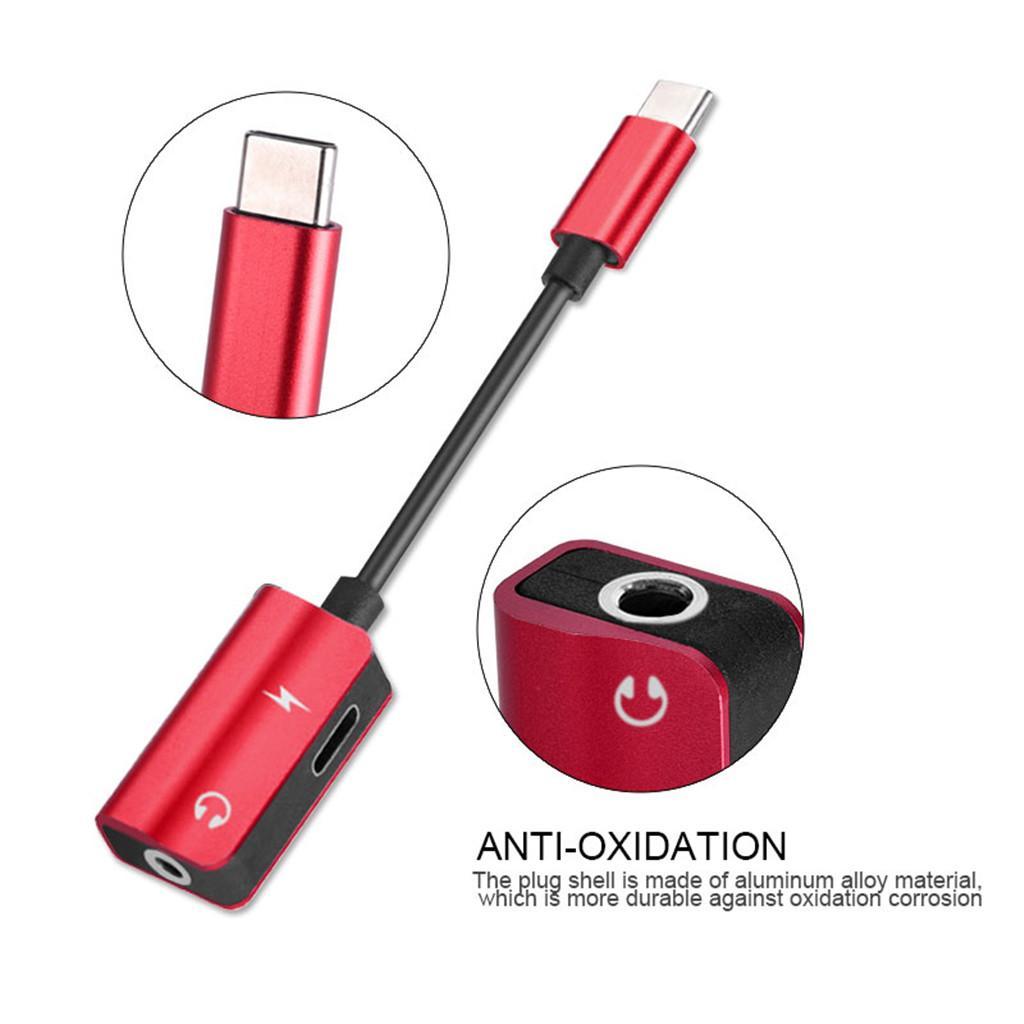 2 Pieces 2 in 1 Type C to 3.5mm Charger Audio Adapter Headphone USB C Cable