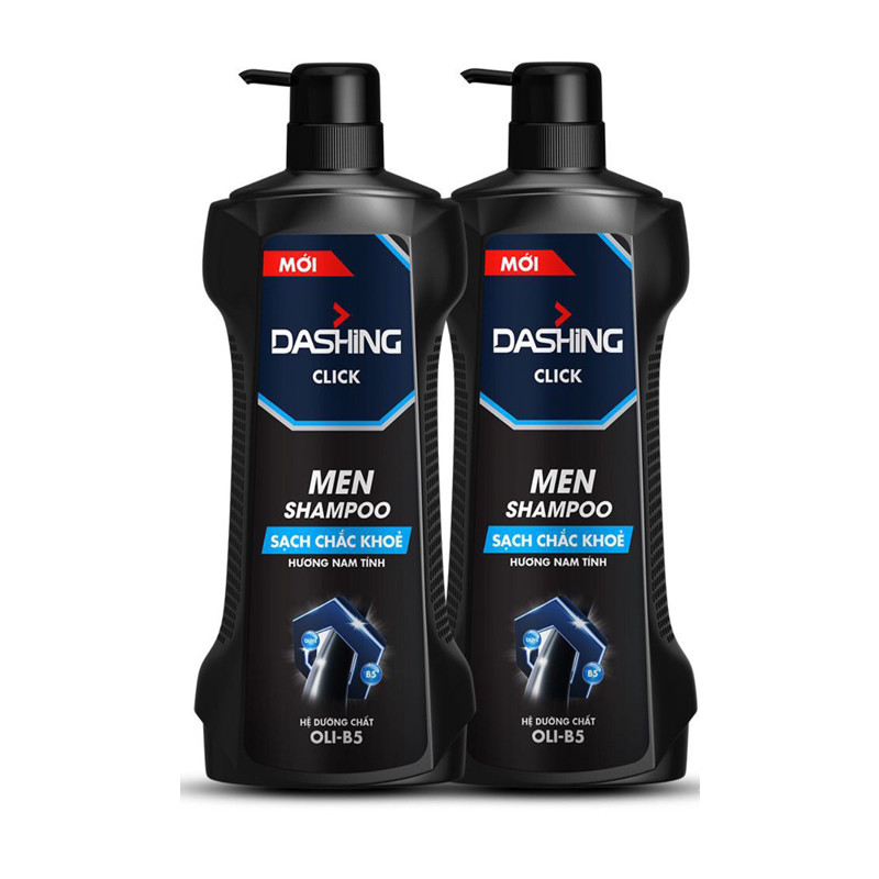 Combo 2 Chai Dầu Gội Cho Tóc Sạch Chắc Khỏe Dành Cho Nam Giới Dashing Click Men Shampoo (650g*2)+Tặng kèm 10 gói dầu gội