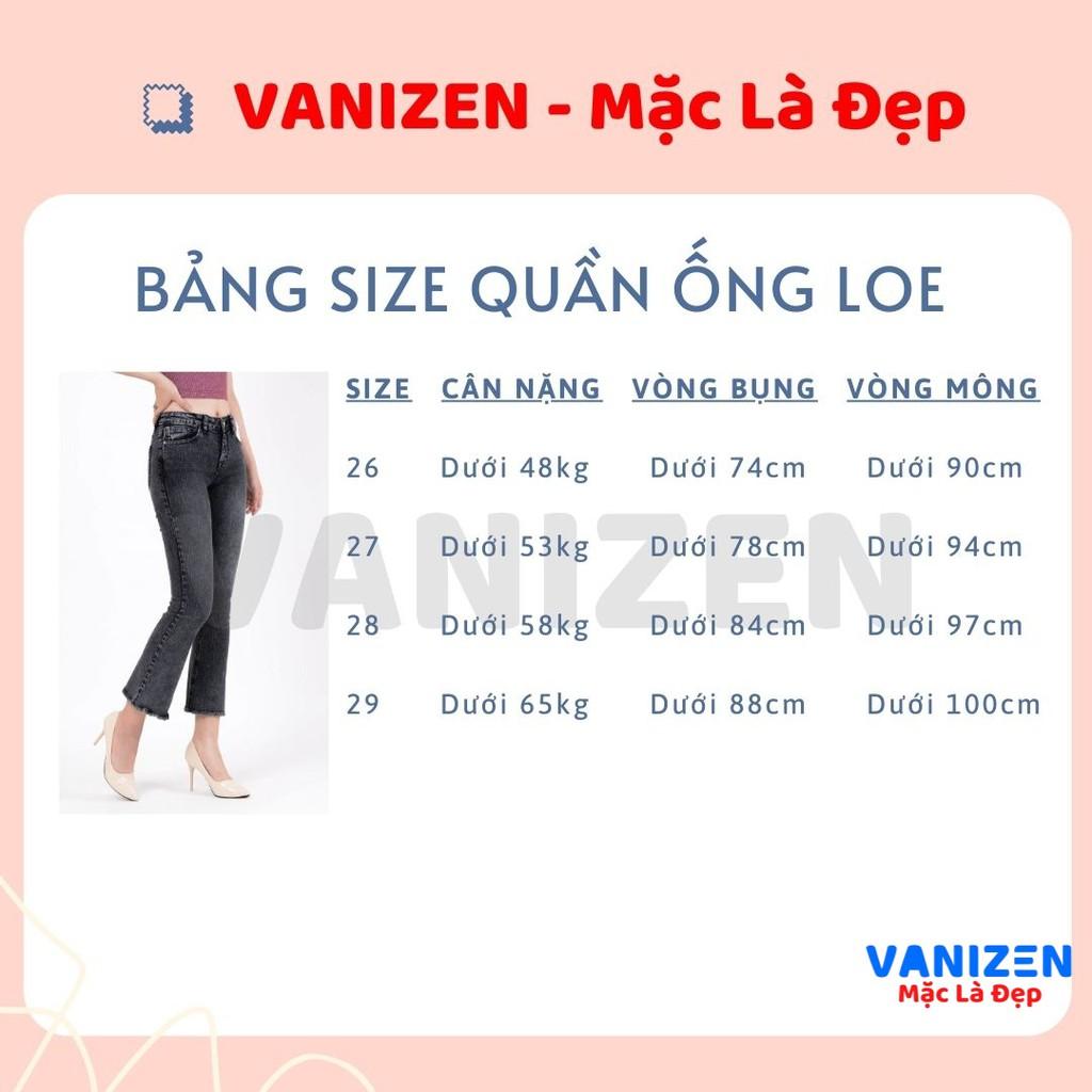 Quần jean nữ ống loe đẹp lưng cao cạp cao trơn xám khói hàng hiệu cao cấp mã 412 VANIZEN