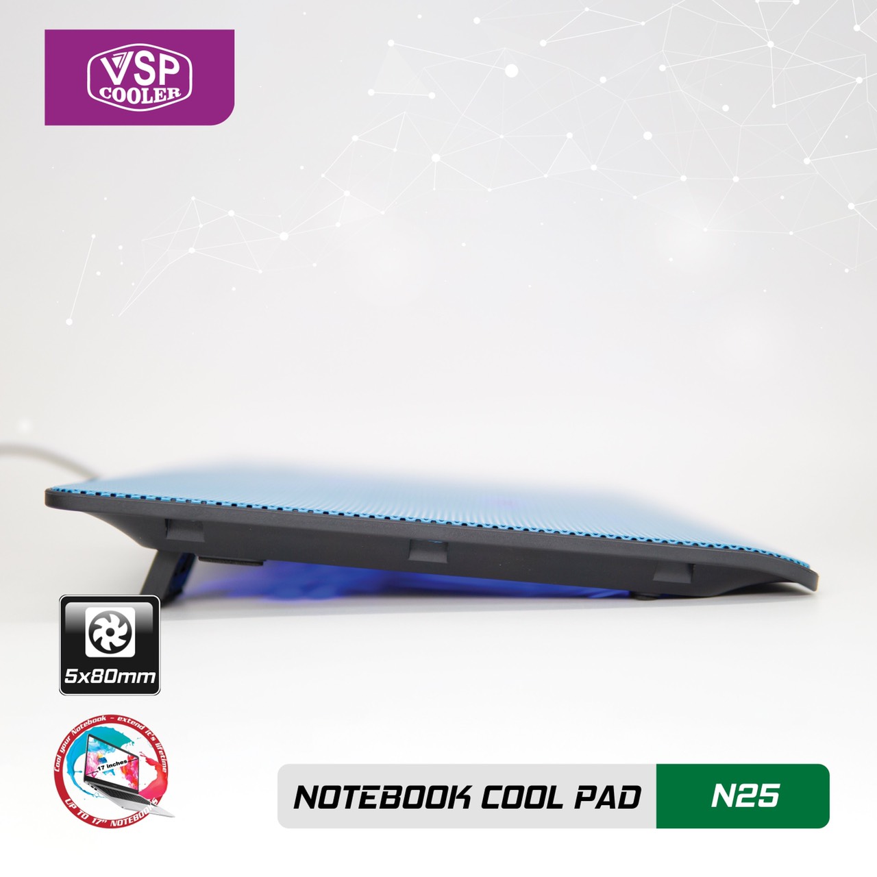 ĐẾ TẢN NHIỆT VSP COOLER N25 (5*Fan 8cm) - giao ngẫu nhiên - hàng nhập khẩu