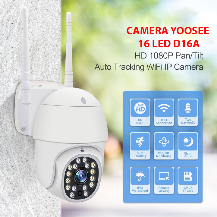 Camera IP Wifi Ngoài Trời Yoosee GW- D16A (16 Led ) Full HD1080P, xoay 350 độ + Thẻ Nhớ Tùy Chọn - HÀNG CHÍNH HÃNG