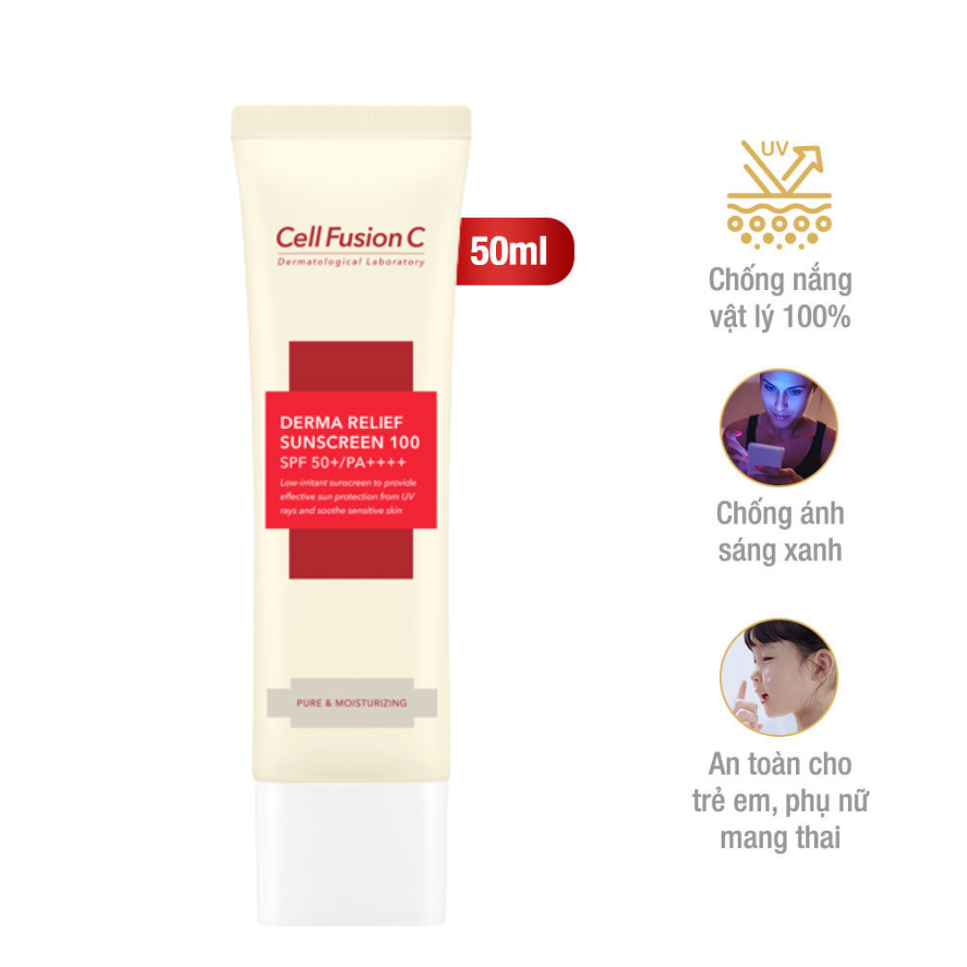 Kem Chống Nắng Cho Da Nhạy Cảm Cell Fusion C Derma Relief Suncreen 100 SPF 50+/PA++++ (50ml)