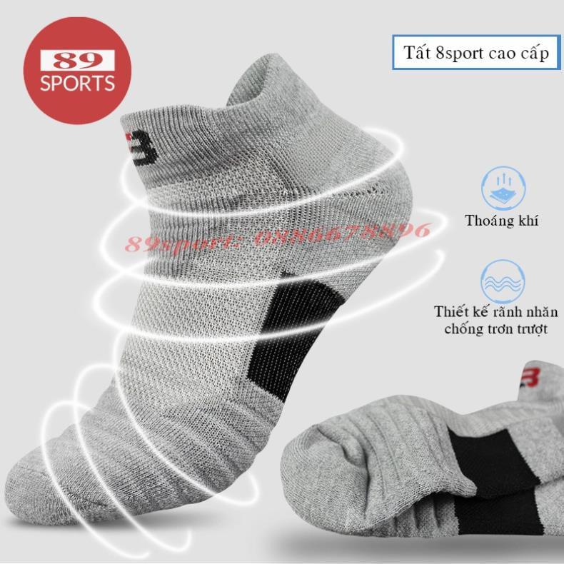 Tất thể thao 8sport Hot nhất năm. Chất Cotton 100%, Siêu MỀM MẠI, THOẢI MÁI, rãnh nhăn chống trơn, phù hợp chơi thể thao