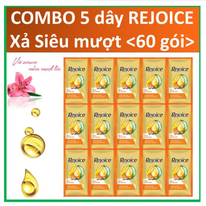 COMBO 5 dây dầu xả Rejoice Siêu mượt 5X12 gói