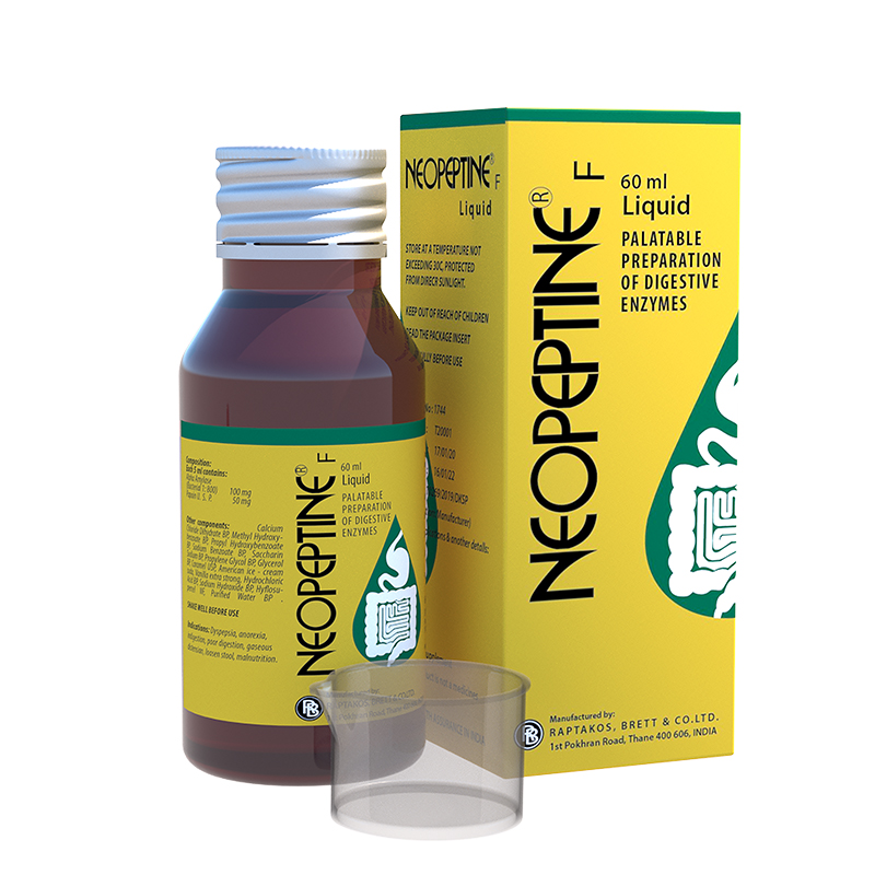 Thực phẩm bảo vệ sức khỏe Neopeptine F Liquid (Neopeptine siro) chai 60ml - Hỗ Trợ Tăng Cường Tiêu Hóa Và Hấp Thu Thức Ăn