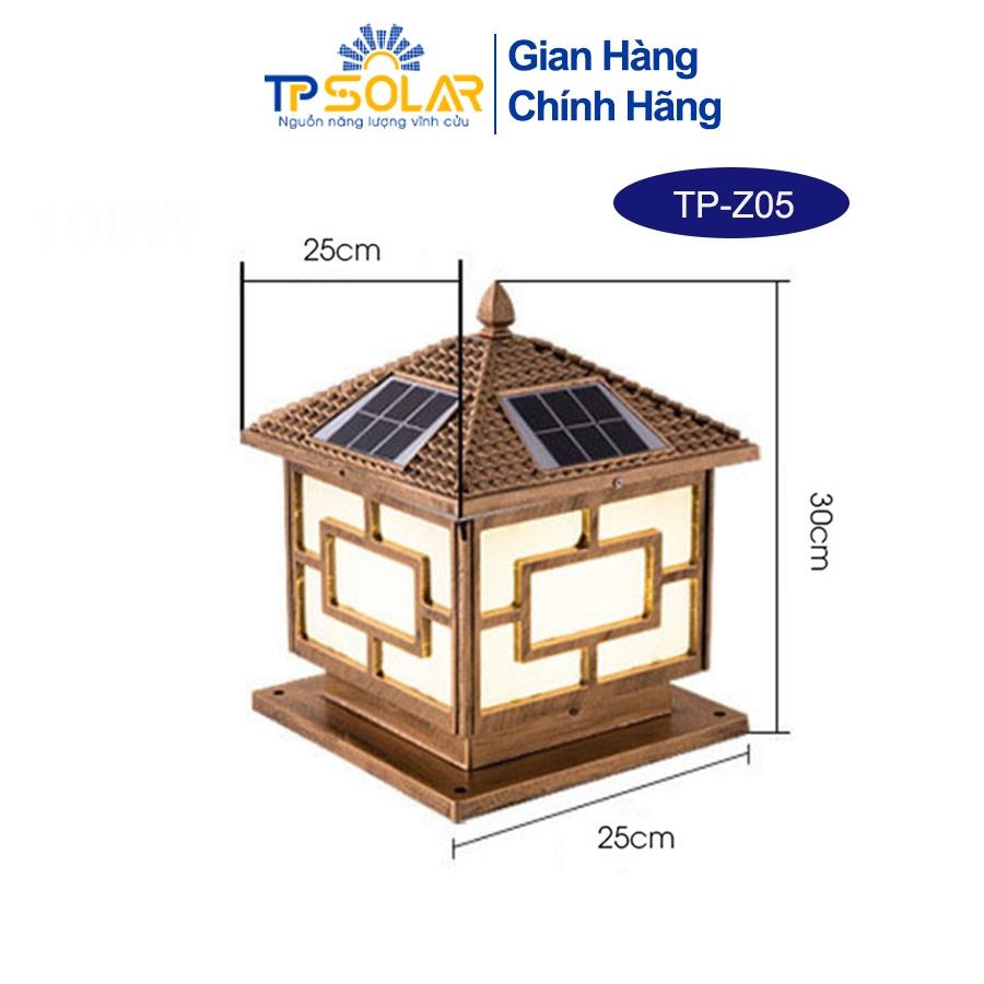 Đèn Trụ Cổng Vuông Có Mái Năng Lượng Mặt Trời TP Solar TP-Z05 30x30x38cm Chống Nước IP67