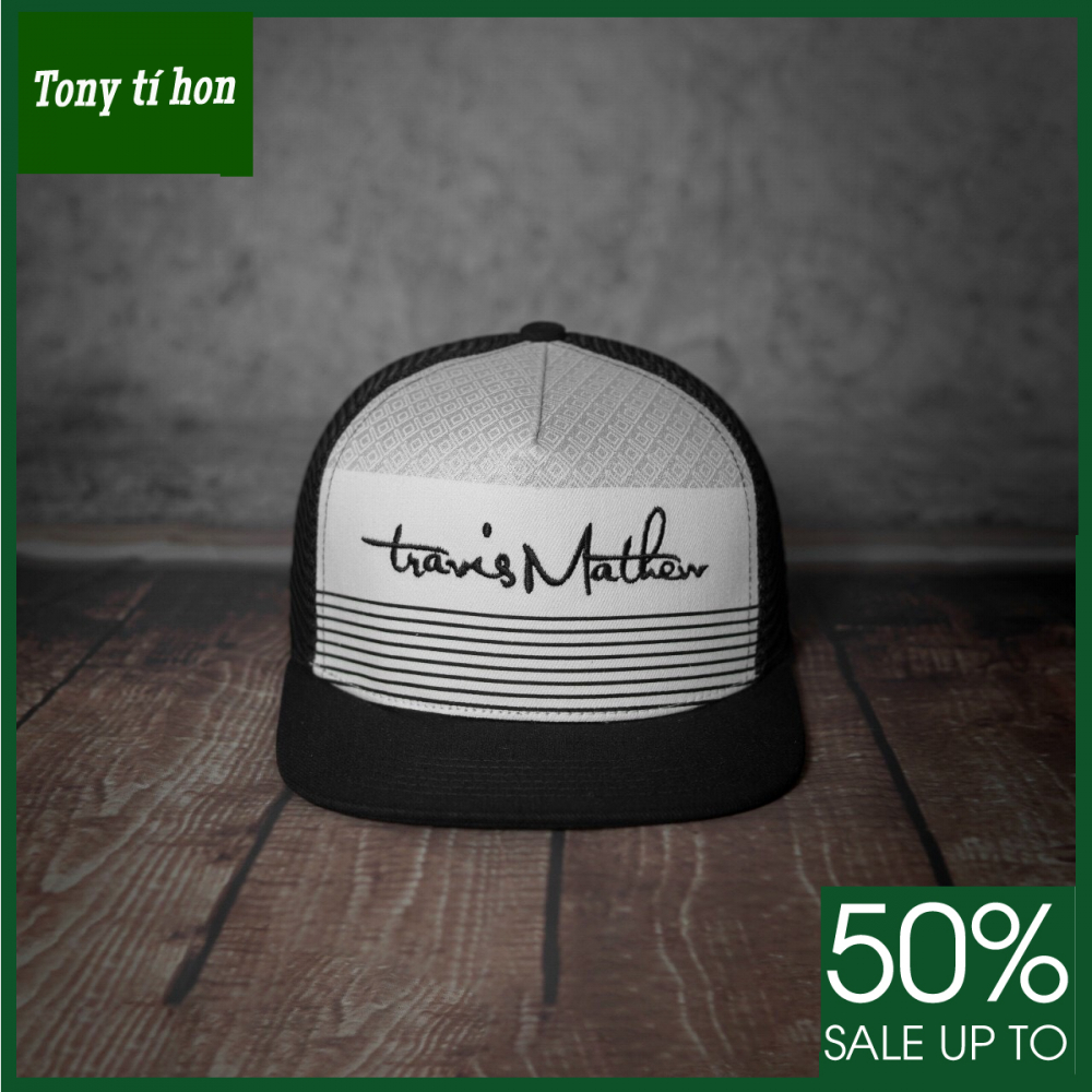 Tony tí hon - Mũ/nón kết lưỡi trai Snapback Travis  trắng đen hàng hiệu cao cấp, đẹp - freeship