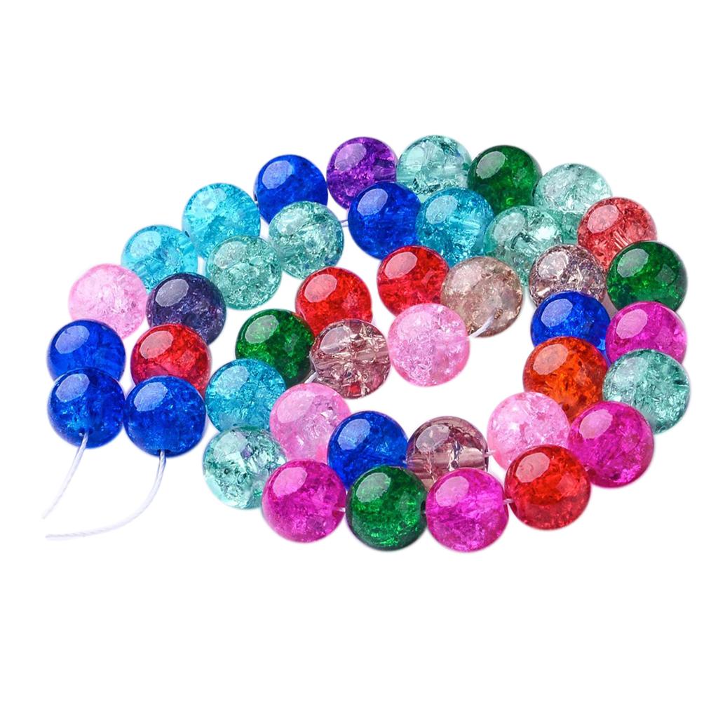 42 Pieces 10mm Glass Crackling Glass Beads Crystal Glass Beads Set Acrylic Beads for Threading Craft Beads