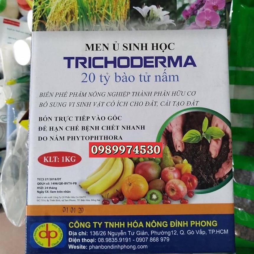 Men ủ sinh học Trichoderma 20 tỷ bào tử nấm Hộp 1 kg phân giải hữu cơ, bổ sung vi sinh vật, Chuyên Dùng Ủ Phân hữu cơ