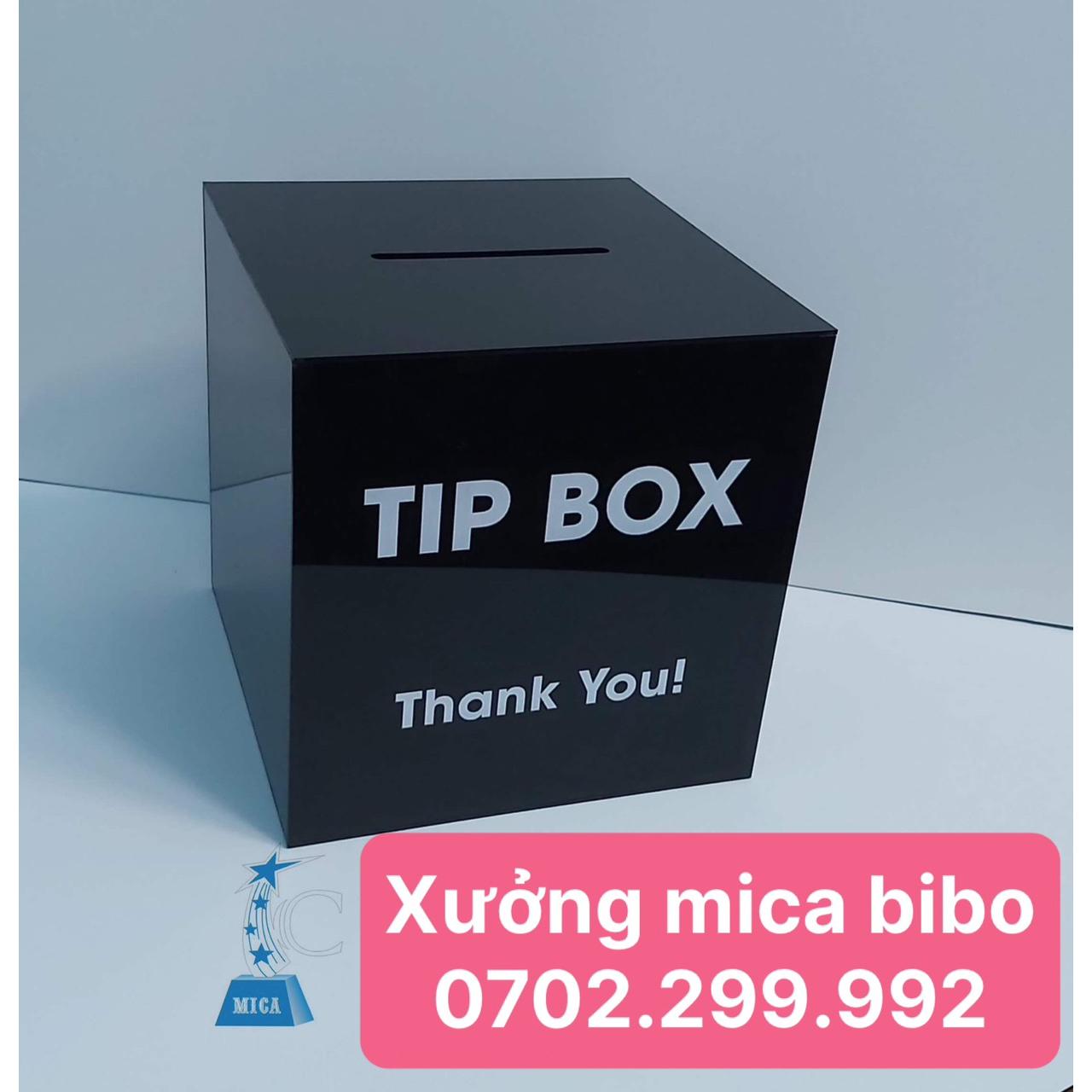 Thùng từ thiện, tip box mica, hộp tip box, có ổ khoá, nhiều màu sắc , nhiều kích thước, thiết kế theo yêu cầu