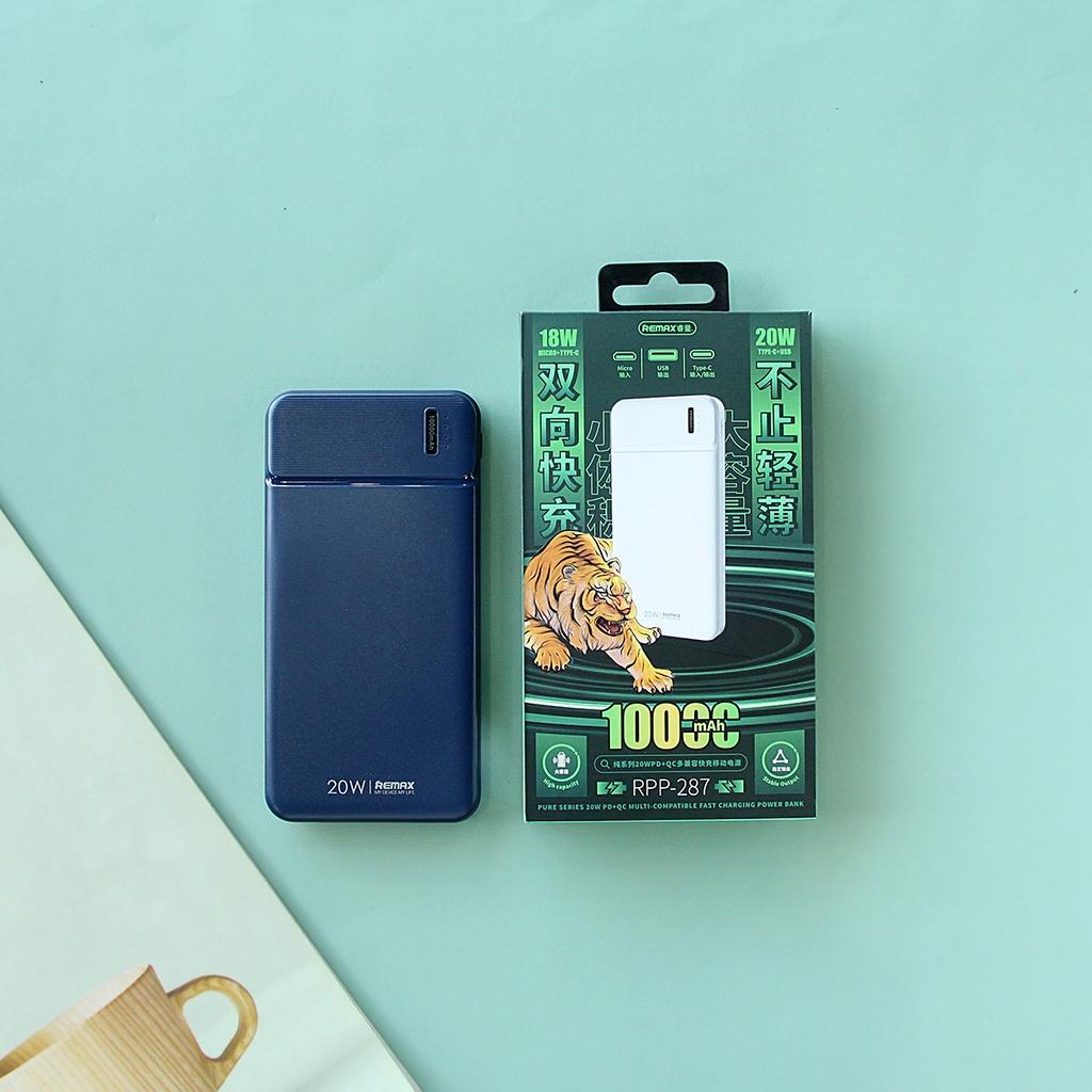 Pin sạc dự phòng 10000mAh Remax RPP-287 hỗ trợ sạc nhanh PD 20W - Hàng Chính Hãng Remax Bảo Hành 12 Tháng Lỗi 1 Đổi 1