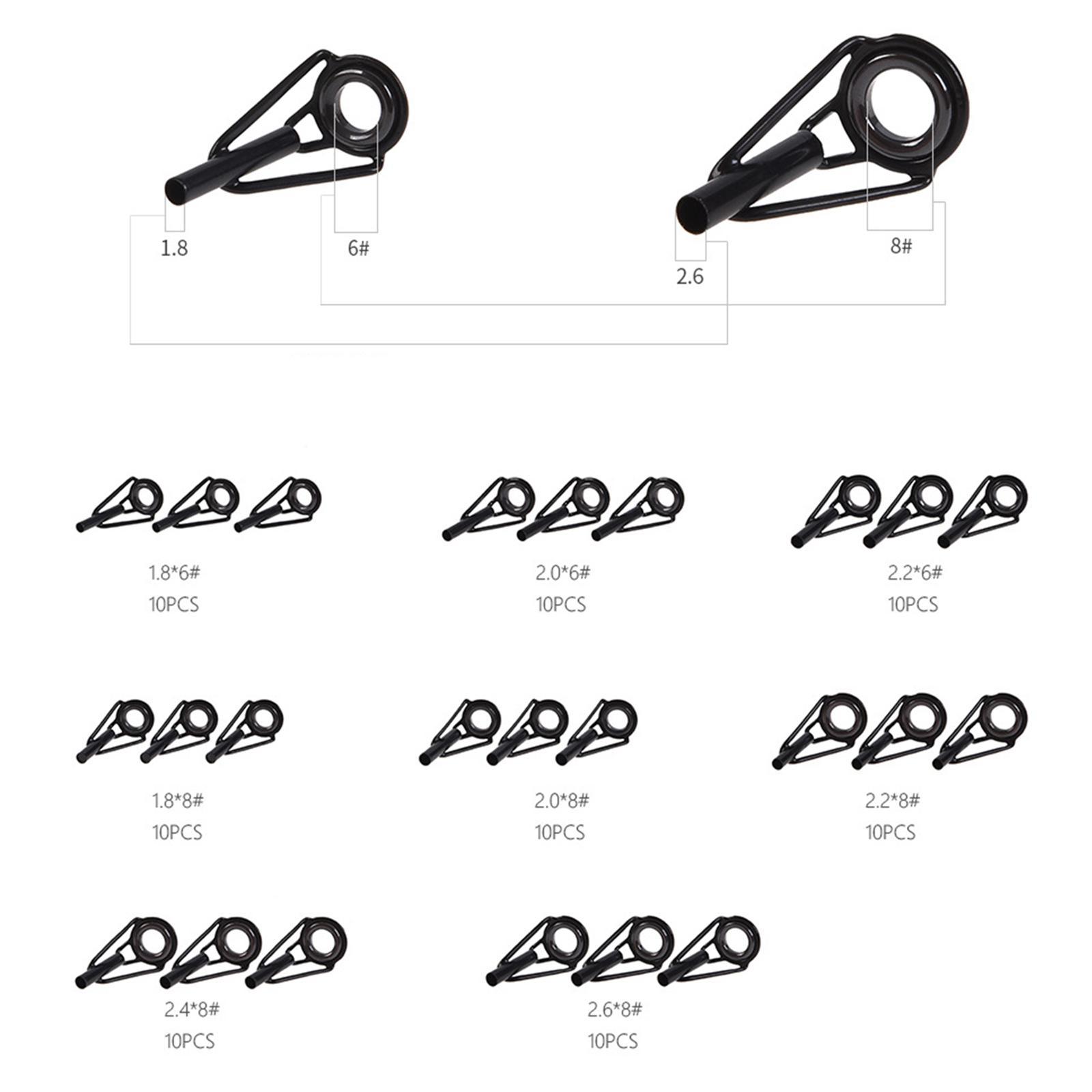 80Pcs Fishing Rod Tips Stainless Steel Repair Kit Ceramic Rings   Tips
