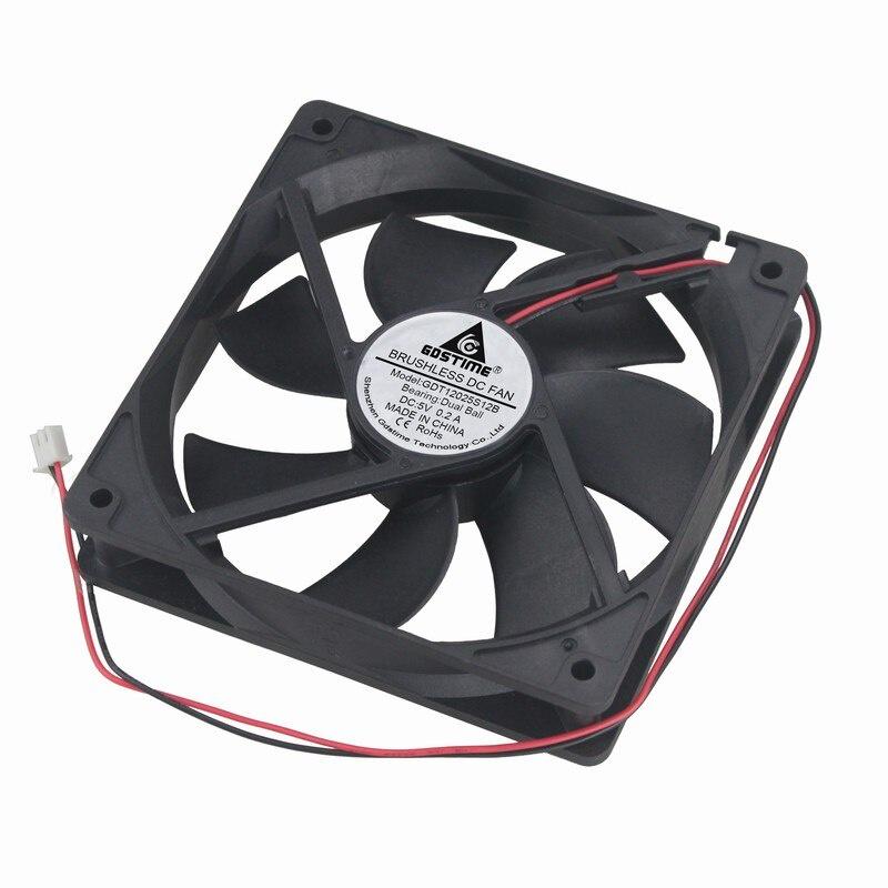 1 Pcs Gdstime 12cm 0.2A DC 5V 2Pin 1500RPM Dual Ball 120mm*120mm*25mm Computer Cooler Motor Cooling Fan 120mm x 25mm 12025B