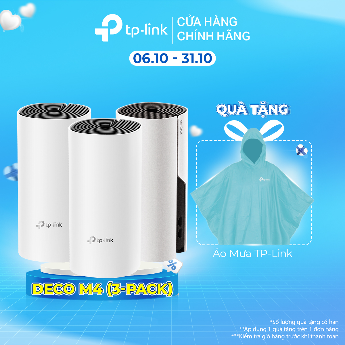 Bộ Phát Wifi Mesh TP-Link Deco M4 (3-pack)  Băng Tần Kép MU-MIMO AC1200 - Hàng Chính Hãng