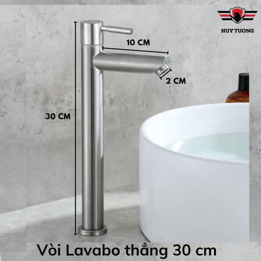 Vòi Rửa Mặt Lavabo Lạnh 100% inox 304 Vòi Nước Rửa Tay sang trọng đặt trên thành Lavabo không rỉ cao cấp - Huy Tưởng